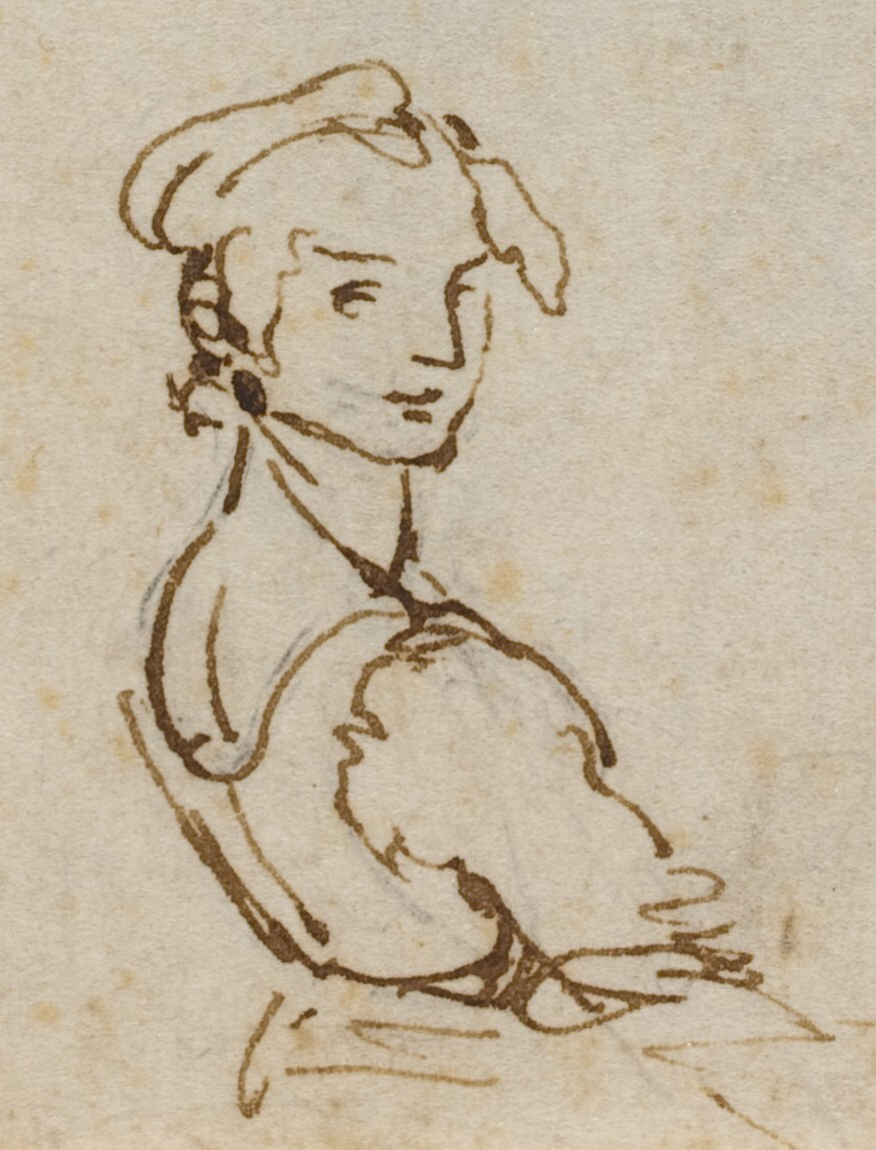 Detail of a figure study by Leonardo da Vinci, National Gallery of Art, Washington.