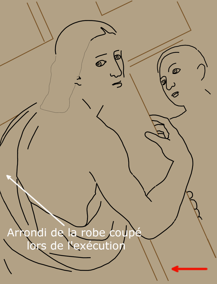 Shift in the composition to accommodate the right-hand figure