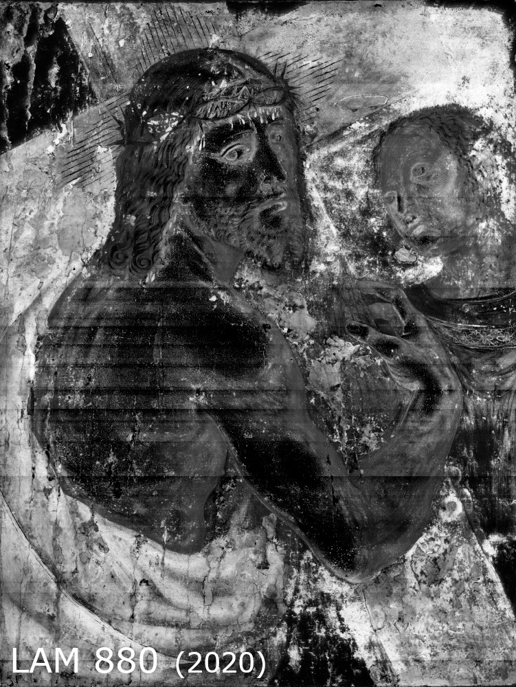 Surface condition of the front panel of Christ Carrying the Cross